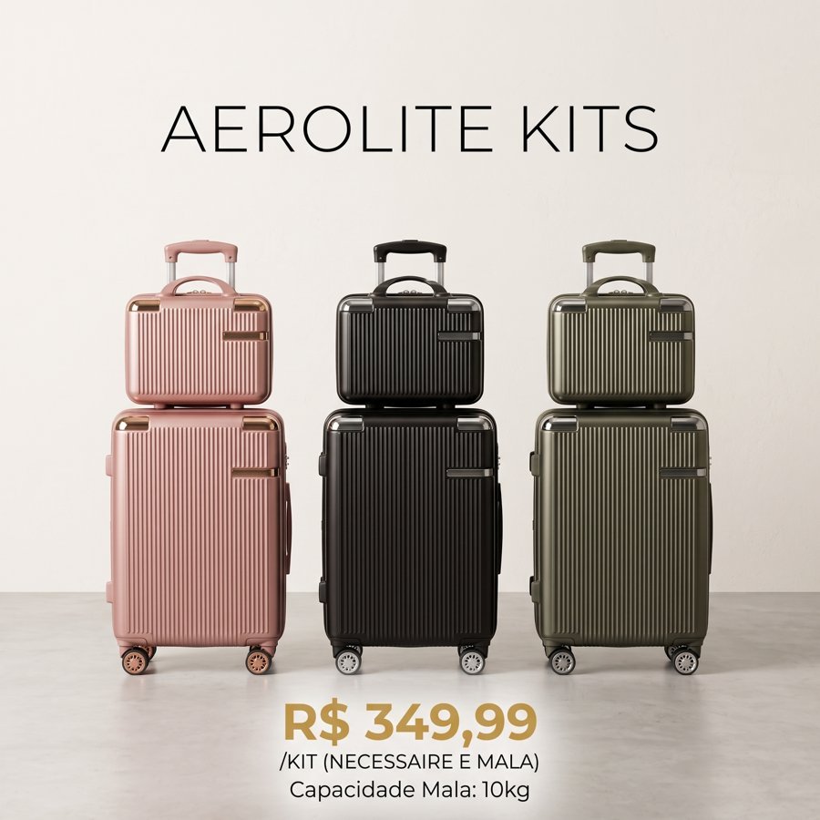 Aerolite Kits, mala e necessaire, R$ 349,99