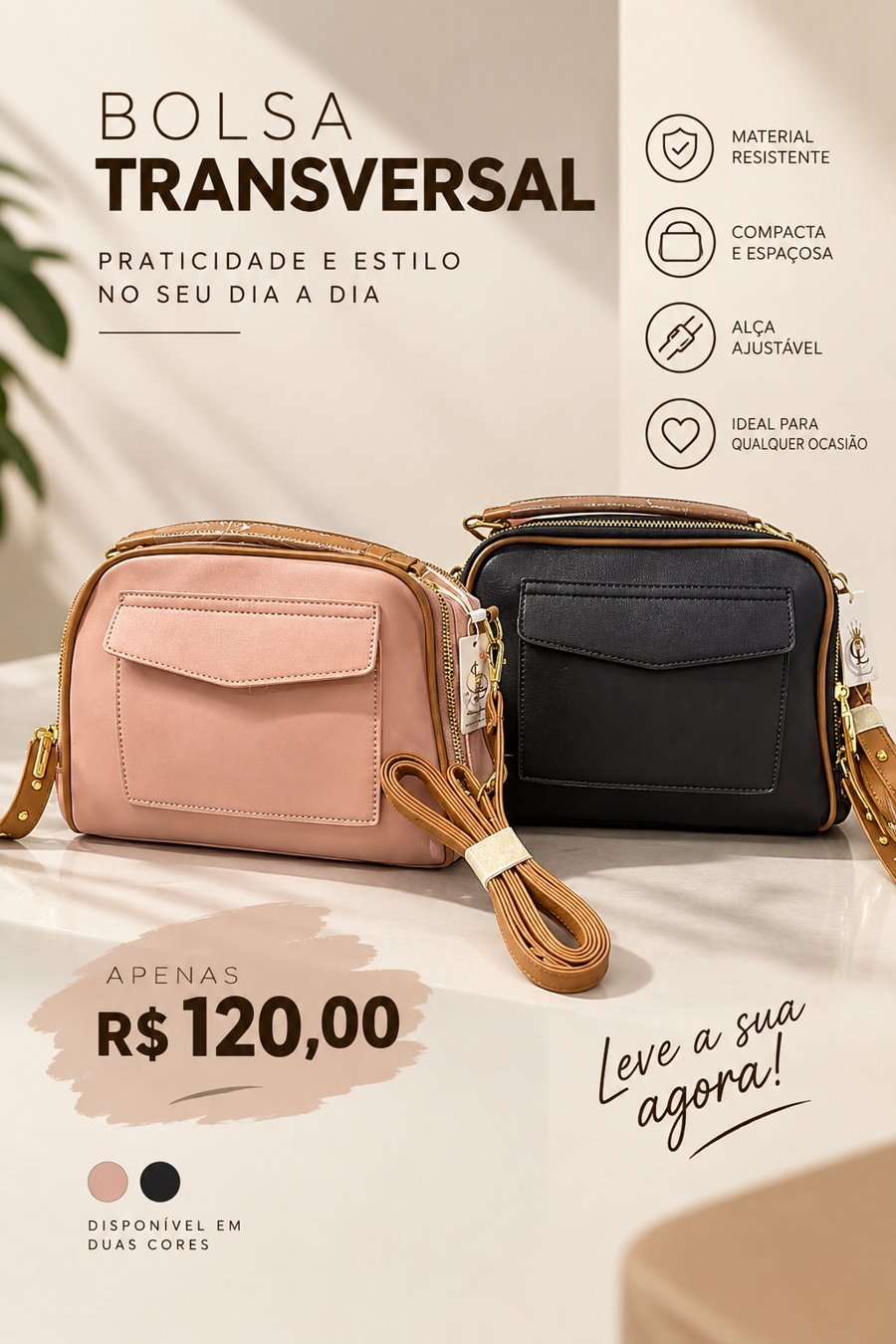 Bolsa transversal, R$ 120,00