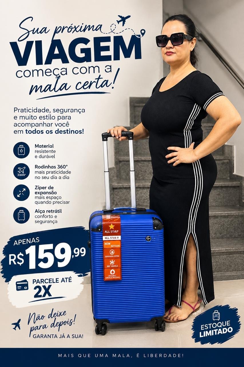 Mala azul, R$ 159,99