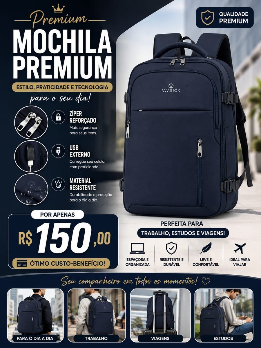 Mochila Premium, R$ 150,00
